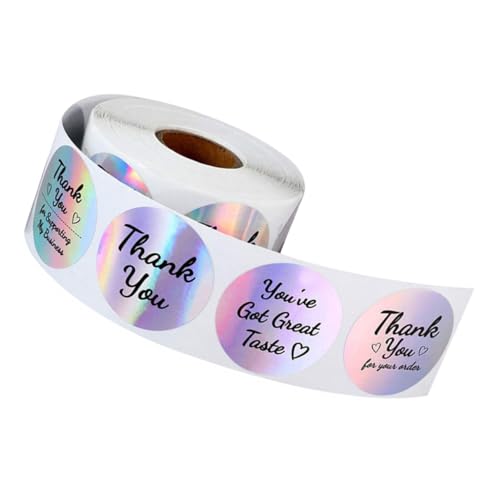 PEPLAYTAL Selbstklebende Thanks Sticker Regenbogen Holografisch Starke Haftung Vielseitig für Umschläge Geschenkverpackungen Einladungen Party Hochzeitsdekoration von PEPLAYTAL