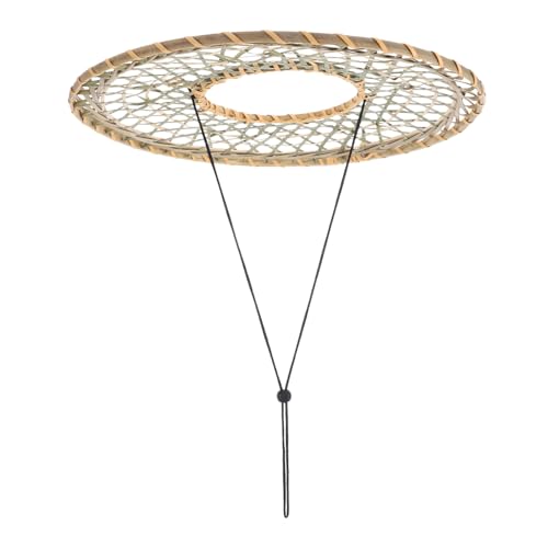 PEPLAYTAL Traditioneller Asiatischer Holzregenhut mit Hohlem Geflecht Spitz Flacher Boden Ø Leichter Cosplay Hut für Erwachsene Dekoratives Samurai-accessoire von PEPLAYTAL