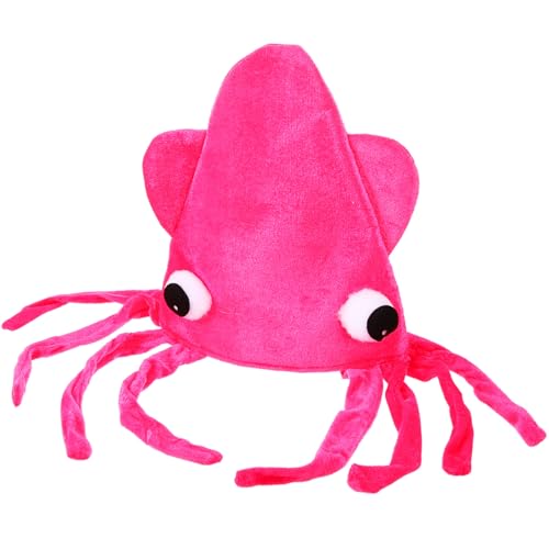 PEPLAYTAL Velours Hut Cartoon Tiermütze Lustiger Squid Headdress Party Hut für Erwachsene Karneval Fasching Cosplay Zubehör Rosa von PEPLAYTAL