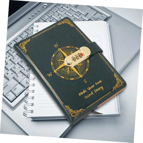 PEPLAYTAL Vintage Leder Notizbuch mit Passwort Schloss Retro Tagebuch Notizblock für Büro und Reisen Umfangreich Vielseitig für Notizen Planer und Erinnerungen Grün von PEPLAYTAL