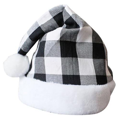 PEPLAYTAL Weihnachtsmütze Unisex Kariert Leicht Gefüttert Wärmend Weihnachtsmannmütze Für Erwachsene Party Fotoprop Weihnachten von PEPLAYTAL