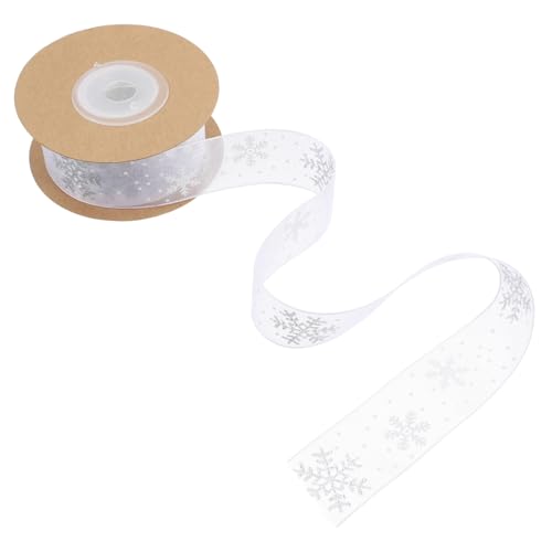 PEPLAYTAL Weißes Schneeflocken Geschenkband Rolle Elegante Geschenkverpackung für Weihnachten Partydeko DIY Basteln Langlebiges Material Festlicher Weihnachtsdekorationsstreifen von PEPLAYTAL