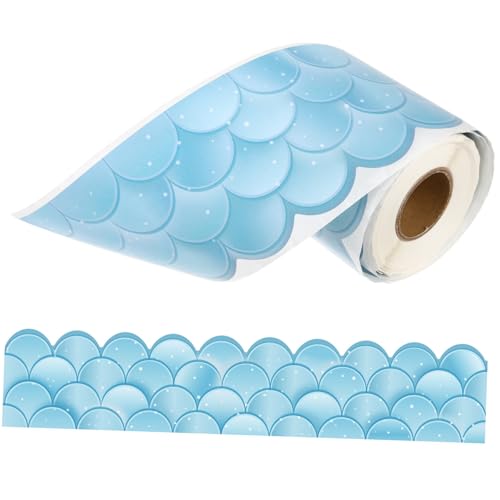 PEPLAYTAL Wellenförmige Schwarze Tafelkanten Aufkleber Blau Selbstklebende Bulletin Board Border Dekoration Kinderfreundliches Design Vielseitig für Klassenzimmer und Schulanfang von PEPLAYTAL