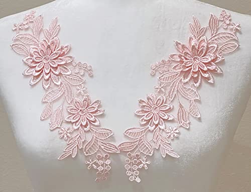 PEPPERLONELY 1 Paar Netz-Spitze Blume zum Aufnähen auf bestickte Spitzen-Applikation, Hochzeitskleid, Braut-Kopfschmuck, Verzierung, DIY-Aufnäher, Kleidungszubehör, 23 x 7 cm, Rosa PEPPERLONELY 1 Paar Netz-Spitze Blume zum Aufnähen auf bestickte Spitzen-Applikation, Hochzeitskleid, Braut-Kopfschmuck, Verzierung, DIY-Aufnäher, Kleidungszubehör, 23 x 7 cm, Rosa von PEPPERLONELY