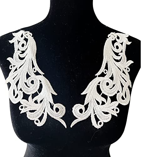 PEPPERLONELY 1 Paar Spiegelspitze Blumen zum Aufnähen bestickter Spitzenapplikation Hochzeitskleid Braut Kopfschmuck Verzierung DIY Patch Kleidung Zubehör, 21,6 x 7,6 cm, Weiß PEPPERLONELY 1 Paar Spiegelspitze Blumen zum Aufnähen bestickter Spitzenapplikation Hochzeitskleid Braut Kopfschmuck Verzierung DIY Patch Kleidung Zubehör, 21,6 x 7,6 cm, Weiß von PEPPERLONELY