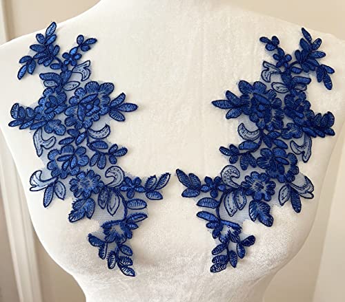 PEPPERLONELY 1 Paar zarte Hochzeits-Schleierkopf-Ornamente, Spitzenapplikation, zum Aufnähen, Verzieren, Kleiderzubehör, blau, 27 x 9 cm von PEPPERLONELY