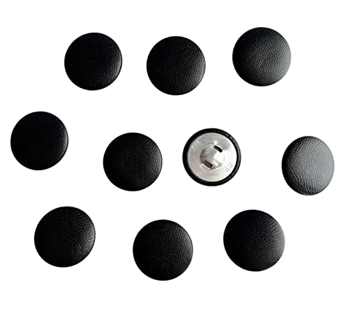 PEPPERLONELY 10 x 25 mm schwarze Leder-Knöpfe mit Schaft zum Aufnähen für Lederkleidung, Kleidung, Mantel, Jeans, Sofa, Dekoration, Basteln, 2,5 cm von PEPPERLONELY