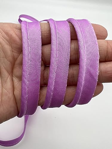 PEPPERLONELY 12 mm Polyester-Satin-Schrägband, Schrägband mit Kordel, Paspelborte mit Kordel, Lippenkordel zum Nähen von Kleidung, Polsterbesatz, Hellviolett von PEPPERLONELY