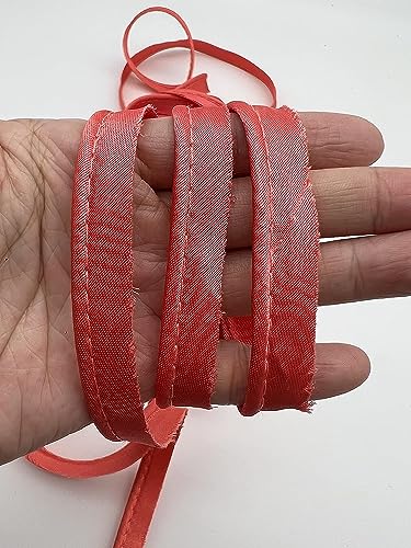 PEPPERLONELY 12 mm Polyester-Satin-Schrägband, Schrägband mit Kordel, Paspelborte mit Kordel, Lippenkordel zum Nähen von Kleidung, Polsterbesatz, Wassermelone von PEPPERLONELY