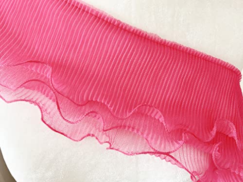 PEPPERLONELY 91 cm 3-lagiges plissiertes Tüll Spitze Chiffon Stoff Band Fransen Elastische Rüschen Trim Kleid Kragen Manschetten DIY Nähen Material, 12,7 cm Breite, Fuchsia PEPPERLONELY 91 cm 3-lagiges plissiertes Tüll Spitze Chiffon Stoff Band Fransen Elastische Rüschen Trim Kleid Kragen Manschetten DIY Nähen Material, 12,7 cm Breite, Fuchsia von PEPPERLONELY