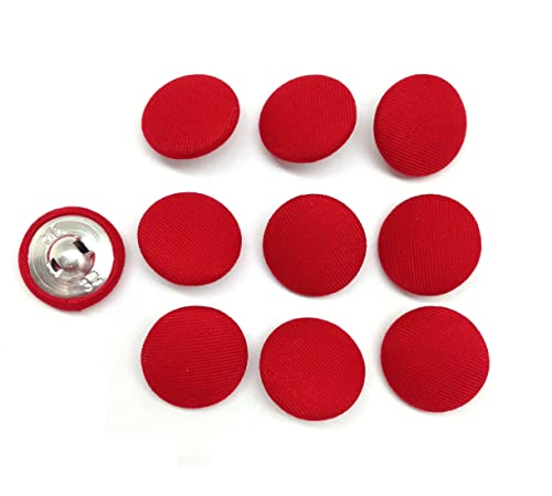 PEPPERLONELY Runde Knöpfe mit Stoffbezug und Metallschaft, 20 mm, Rot, 10 Stück von PEPPERLONELY