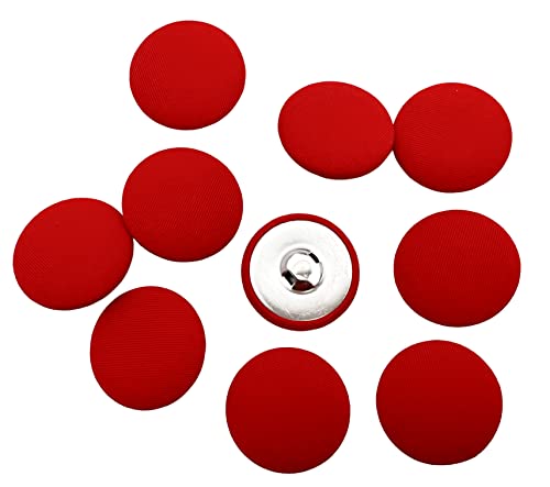 PEPPERLONELY Runde Knöpfe mit Stoffbezug und Metallschaft, 30 mm, Rot, 10 Stück von PEPPERLONELY