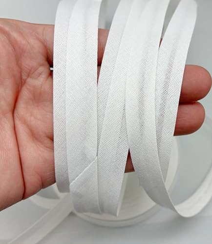 PEPPERLONELY Schrägband zum Nähen und Säumen, 100 % Baumwolle, einfach gefaltet, 12 mm (1/2 Zoll), 4,5 m, #4 Weiß von PEPPERLONELY