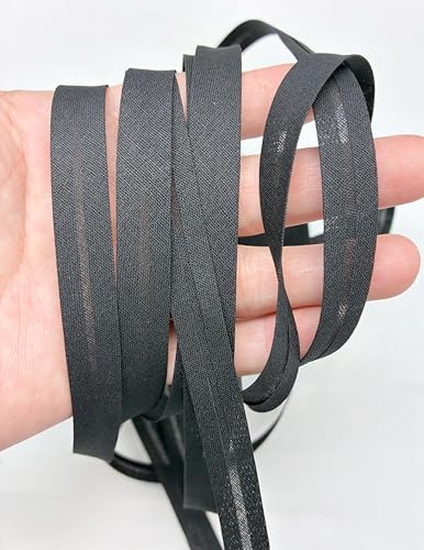 PEPPERLONELY Schrägband zum Nähen und Säumen, 100 % Baumwolle, einfach gefaltet, 12 mm (1/2 Zoll), 4,5 m (#11 Schwarz, 4,5 m) von PEPPERLONELY