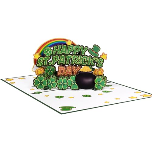 3D StPatrick's Day Karten PopUp StPatrick's Day Kleeblattkarte, handgefertigte Grußkarten für Urlaubsgeschenke von PEPWE