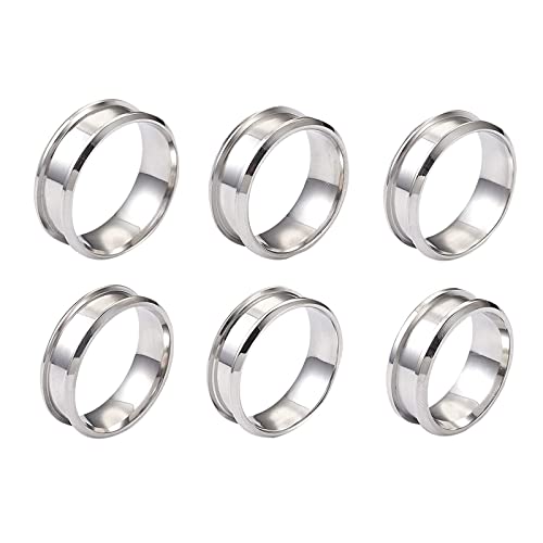 6 x Eheringe zur Schmuckherstellung, für Inlays, Edelstahl, gerillt, 8 mm Breite, Handwerk 6 x Eheringe zur Schmuckherstellung, für Inlays, Edelstahl, gerillt, 8 mm Breite, Handwerk von PEPWE