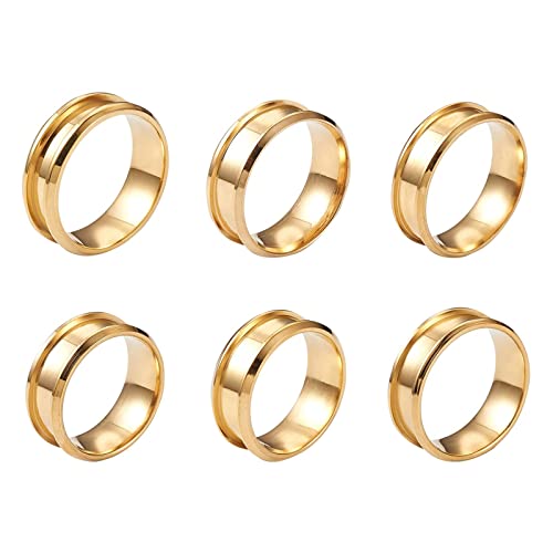 6 x Eheringe zur Schmuckherstellung, für Inlays, Edelstahl, gerillt, 8 mm Breite, Handwerk 6 x Eheringe zur Schmuckherstellung, für Inlays, Edelstahl, gerillt, 8 mm Breite, Handwerk von PEPWE