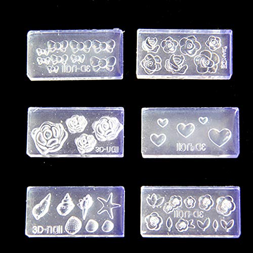 6 x Stereo-Blumen-Schnitzform für Nagelkunst, Silikonform, Epoxidharz, Schmuckformen 6 x Stereo-Blumen-Schnitzform für Nagelkunst, Silikonform, Epoxidharz, Schmuckformen von PEPWE