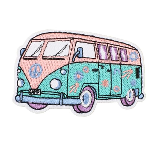 PEPWE Aufnäher zum Aufbügeln mit Cartoon-Bus, bestickte Flicken mit Blumen, zum Aufnähen oder Aufnähen für Kleidung PEPWE Aufnäher zum Aufbügeln mit Cartoon-Bus, bestickte Flicken mit Blumen, zum Aufnähen oder Aufnähen für Kleidung von PEPWE