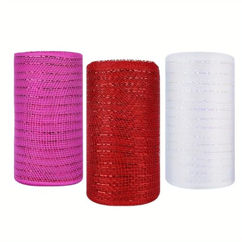 PEPWE Valentinstag-Mesh-Band mit Metallic-Effekt, zum Verpacken von Geschenken, dekoratives Band für Kranzverpackung, breites Band PEPWE Valentinstag-Mesh-Band mit Metallic-Effekt, zum Verpacken von Geschenken, dekoratives Band für Kranzverpackung, breites Band von PEPWE