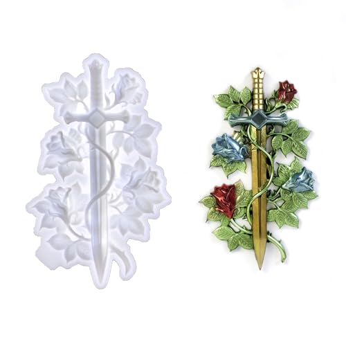 Rosenreben-Schwerter-Form, Epoxidharz, leicht zu entformen, Silikonformen, Bürodekorationen, handgefertigt Rosenreben-Schwerter-Form, Epoxidharz, leicht zu entformen, Silikonformen, Bürodekorationen, handgefertigt von PEPWE