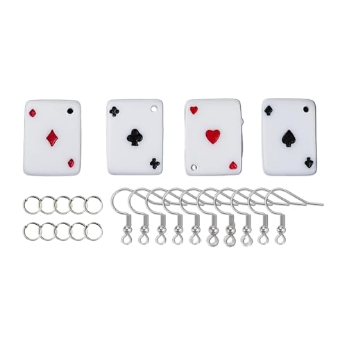 Spielkarten-Ohrring-Anhänger mit Ohrringhaken und Sprungringen für Schmuckherstellung, Valentinstag, Damen, Mädchen, Teenager Spielkarten-Ohrring-Anhänger mit Ohrringhaken und Sprungringen für Schmuckherstellung, Valentinstag, Damen, Mädchen, Teenager von PEPWE