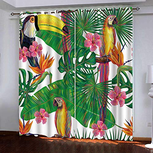 PERFECTPOT Gardinen Tropische Pflanze Papagei Vorhang Blickdicht mit Ösen Geräuschreduzierung Verdunkelungsvorhänge für Wohnzimmer Kinderzimmer Schlafzimmer Dekoration 150x166cm PERFECTPOT Gardinen Tropische Pflanze Papagei Vorhang Blickdicht mit Ösen Geräuschreduzierung Verdunkelungsvorhänge für Wohnzimmer Kinderzimmer Schlafzimmer Dekoration 150x166cm von PERFECTPOT