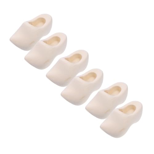 3 Paare Mini Holzschuhe Unvollendete Schuhmodelle für Puppenhaus Deko Diy Ornamente aus Holz für Kreative Bastelprojekte und Szenarien von PERSELOSO