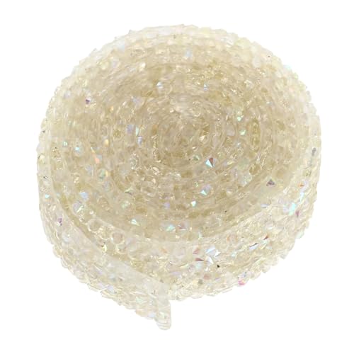 PERSELOSO 1 Rolle Diamond Bling Band Selbstklebendes Strassband für DIY Schmuck und Bastelarbeiten Transparentes Weiß Langlebiges und Hitzebeständiges Material für Kleidung Schuhe Taschen von PERSELOSO