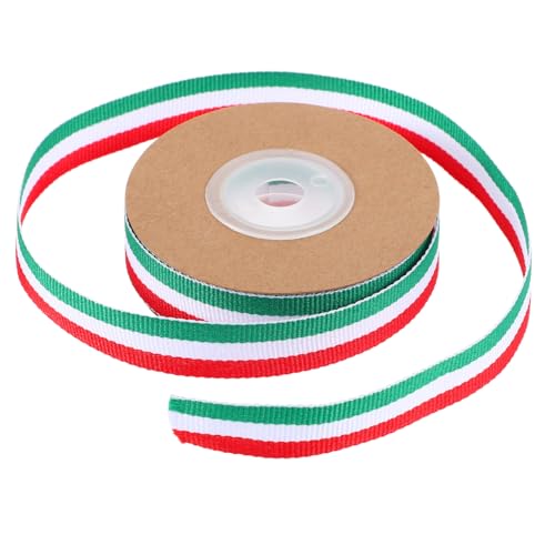 PERSELOSO 1 Rolle Gestreiftes Geschenkband aus Yards Rot Weiß Grün für Geschenkverpackung Diy Projekte und Partys Vielseitig Einsetzbar für Dekorationen und Anlässe von PERSELOSO