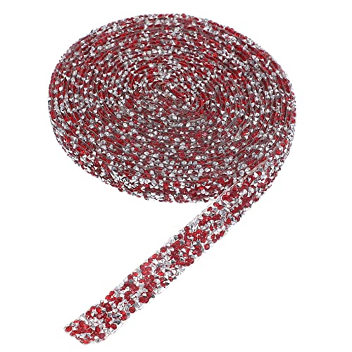 PERSELOSO 1 Rolle Selbstklebendes Strassband Rot Glitzerndes DIY Rhinestone Band für Kostüme Autos und Kleidung Dekoration für Hochzeiten Weihnachten und Besondere Anlässe von PERSELOSO