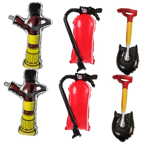 PERSELOSO 1 Satz Feuerwehr Themen Luftballons Feuerlöscher und Schaufel für Feuerwehrgeburtstagsparty Einfache Lagerung und Vielseitige Verwendung von PERSELOSO
