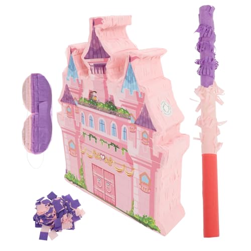 PERSELOSO 1 Satz Prinzessinnen Schloss Pinata Dekoration für Kindergeburtstag Süßigkeitenhalter und Partyspielzubehör für Mädchen und Augenmaske Konfetti von PERSELOSO