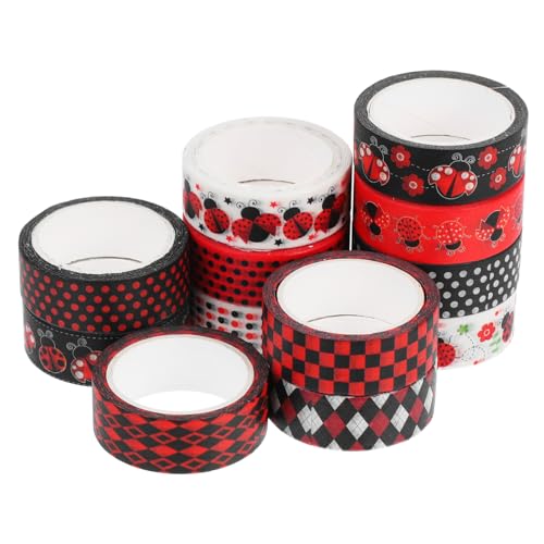 PERSELOSO 1 Satz Washi Tape Set mit Niedlichen Marienkäfer Mustern Dekoratives Klebeband für DIY Scrapbooking Planer Geschenksverpackung und Journaling Langlebig und Farbenfroh von PERSELOSO