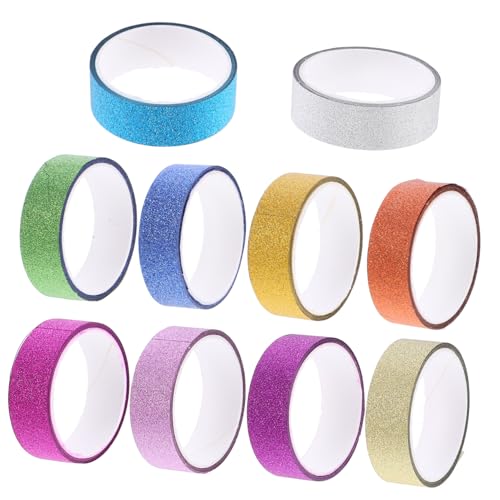 PERSELOSO 10 Rollen Glitzer Klebeband DIY Washi Tape Verschiedenen Mustern für Scrapbooking Handbuch Dekoration und Bastelprojekte Vielseitiges Selbstklebendes Material für Kreative von PERSELOSO