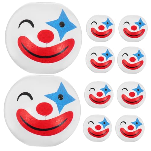 PERSELOSO 10 Stück Clowngesicht-holzperlen Für Diy-handarbeiten, Bastelbedarf, 20 Mm, Bastelperlen Für Halsketten, Armbänder, Ohrringe PERSELOSO 10 Stück Clowngesicht-holzperlen Für Diy-handarbeiten, Bastelbedarf, 20 Mm, Bastelperlen Für Halsketten, Armbänder, Ohrringe von PERSELOSO
