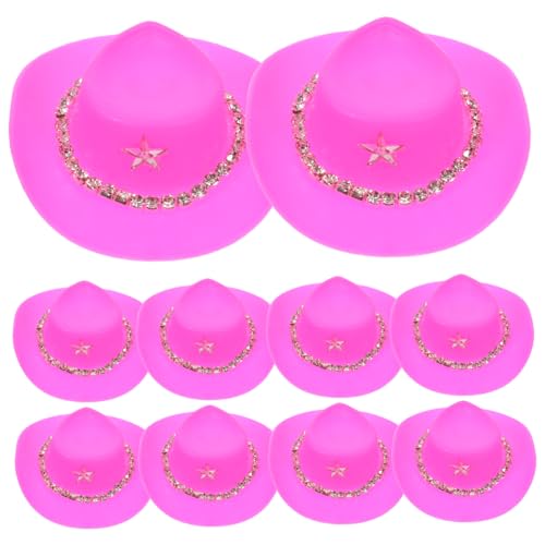 PERSELOSO 10 Stück Mini-Cowboyhut doll Accessories Puppenhut Puppenzubehör Hut Puppenzubehör Cowboyhut Mini-Cowboyhüte für Partys Cowgirl dekorative Hüte Miniaturhüte basteln Plastik von PERSELOSO