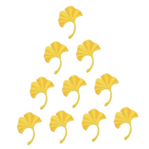 PERSELOSO 10 Stück Selbstklebende Ginkgoblatt Stickerei Patches für DIY Kleidung Reparatur und Bastelzubehör Vielseitig Einsetzbar zur Dekoration von Taschen und Kleidungsstücken von PERSELOSO