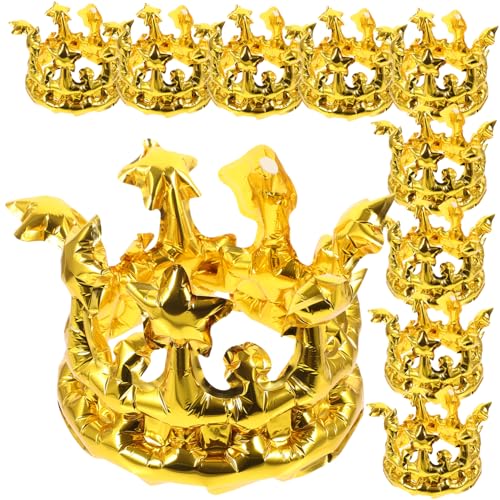 PERSELOSO 10 Stück Teiliges Aufblasbares Geburtstags Kronen aus Leichtem Stabilem Material Goldfarben als Partydeko und Kreatives Kostümzubehör für Geburtstagsfeiern und Fotoshootings PERSELOSO 10 Stück Teiliges Aufblasbares Geburtstags Kronen aus Leichtem Stabilem Material Goldfarben als Partydeko und Kreatives Kostümzubehör für Geburtstagsfeiern und Fotoshootings von PERSELOSO