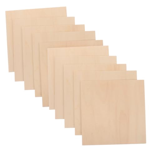 PERSELOSO 10 Stück Teiliges Dünner Holzplatten Leicht zu Schneiden und Gravieren Unlackierte Holztafeln für DIY Bastelprojekte Modellbau Pyrografie und Holzhandwerk von PERSELOSO