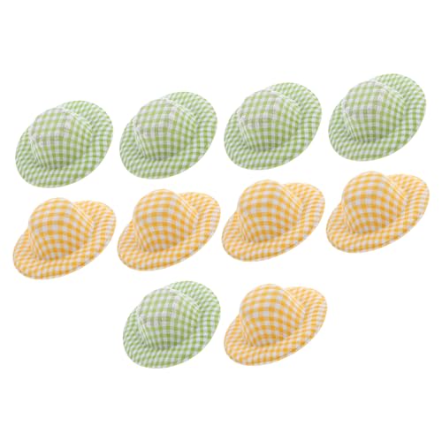 PERSELOSO 10 Stück Teiliges Miniatur Puppenhüte Bjd Mini Hüte für DIY Bastelprojekte Niedliche Dekoration für Puppen Stilvolle Partyaccessoires Gelb und Hellgrün von PERSELOSO