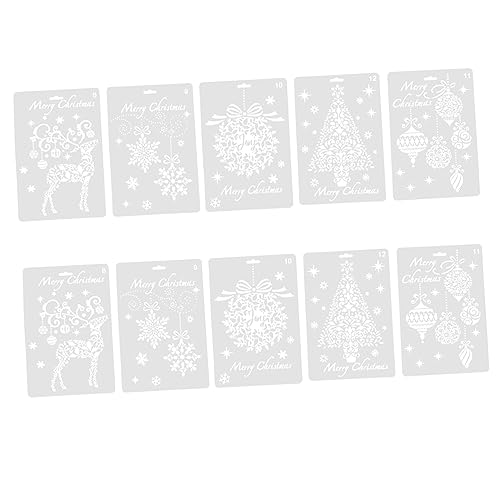 PERSELOSO 10 Stück Teiliges Weihnachtsmotive Schablonen Wasserdichte Malvorlagen Wiederverwendbare Zeichenschablonen für DIY Weihnachtsdeko Kindgerecht Langlebig und Leicht zu Reinigen von PERSELOSO