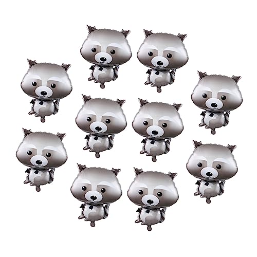 PERSELOSO 10 Stück tierischer Ballon Dekorationen Aluminium Geburtstag tierischer Folienballon Pfote kinderzimmerdeko room decoration Waschbär-Partyballons Waschbär Folienballons Grey von PERSELOSO
