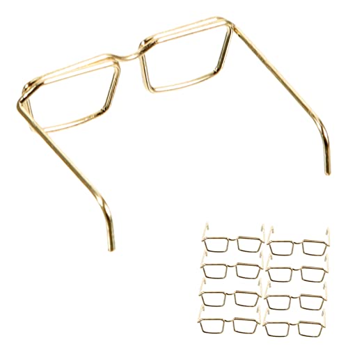 PERSELOSO 10 Teiliges Brillenrahmen für Puppen Goldene Dekorative Brillen ohne Gläser Modisches Puppenzubehör für Verkleiden von PERSELOSO