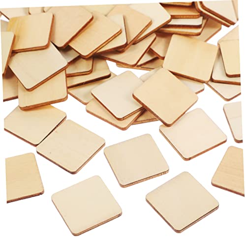 PERSELOSO 100 Stück DIY Holzplatten Natürliche Quadratische Holzblanks für Kreative Bastelprojekte für Hochzeiten Partys und Wohnraumdekorationen von PERSELOSO