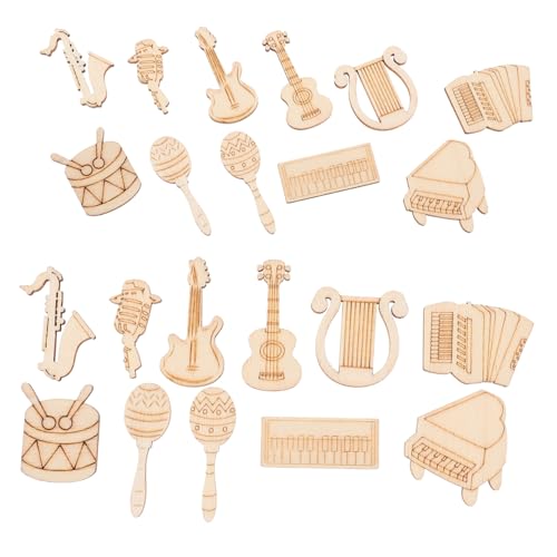 PERSELOSO 100 Stück Musikinstrument Holzscheiben Unvollendete Holzstücke für DIY Dekorationen Geeignet für Bastelprojekte mit Glatter Oberfläche für Bemalung und Gestaltung für Kreative von PERSELOSO
