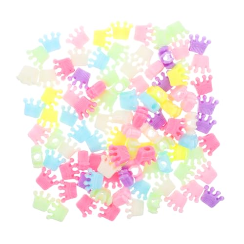 PERSELOSO 100 Stück Plastikkronenperlen mit Loch Bunte Spacer Perlen für DIY Armbänder und Bastelprojekte für Sicher und Leicht zu Handhaben von PERSELOSO