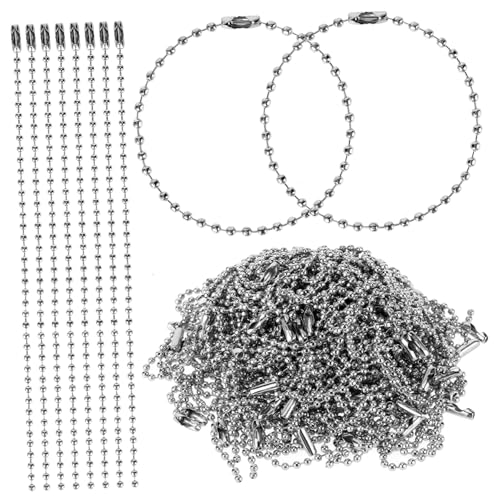 PERSELOSO 100Stücke Einstellbare Kugelkette Perlenverbinder Lange Stahlkette Silber für Schlüsselanhänger Anhänger und Schmuckprojekte von PERSELOSO