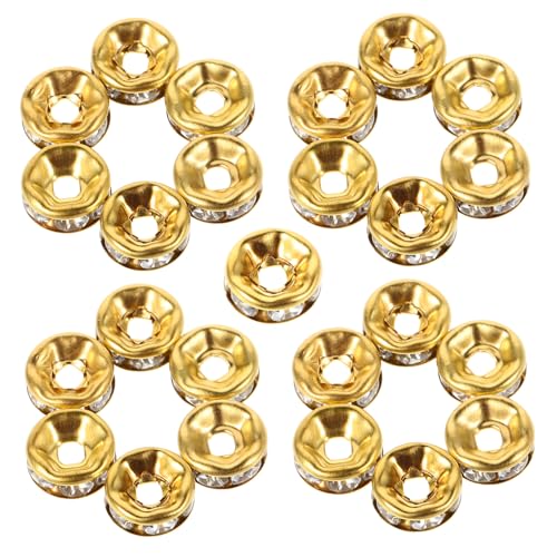 PERSELOSO 100Stücke Kristall Strass Abstandshalterperlen Vergoldete Rondelle für Armbänder und Funkelndes Design Mühelos Kombinierbar Elegantes Schmuckzubehör PERSELOSO 100Stücke Kristall Strass Abstandshalterperlen Vergoldete Rondelle für Armbänder und Funkelndes Design Mühelos Kombinierbar Elegantes Schmuckzubehör von PERSELOSO
