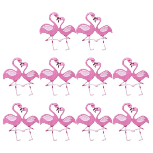 PERSELOSO 10Stücke Flamingo Aufnäher zum Aufbügeln Bunte Stoffpatches für Jacken Hüte Taschen und Kinderbekleidung Vielseitig Einsetzbare Applikationen für Kreative DIY Projekte von PERSELOSO